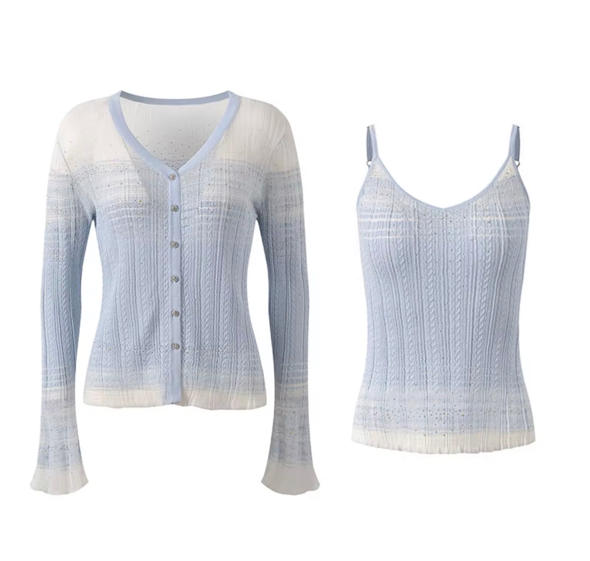 Celeste Shimmer Knit Twin Set