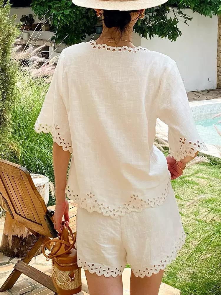Ivory Breeze Broderie Lounge Set