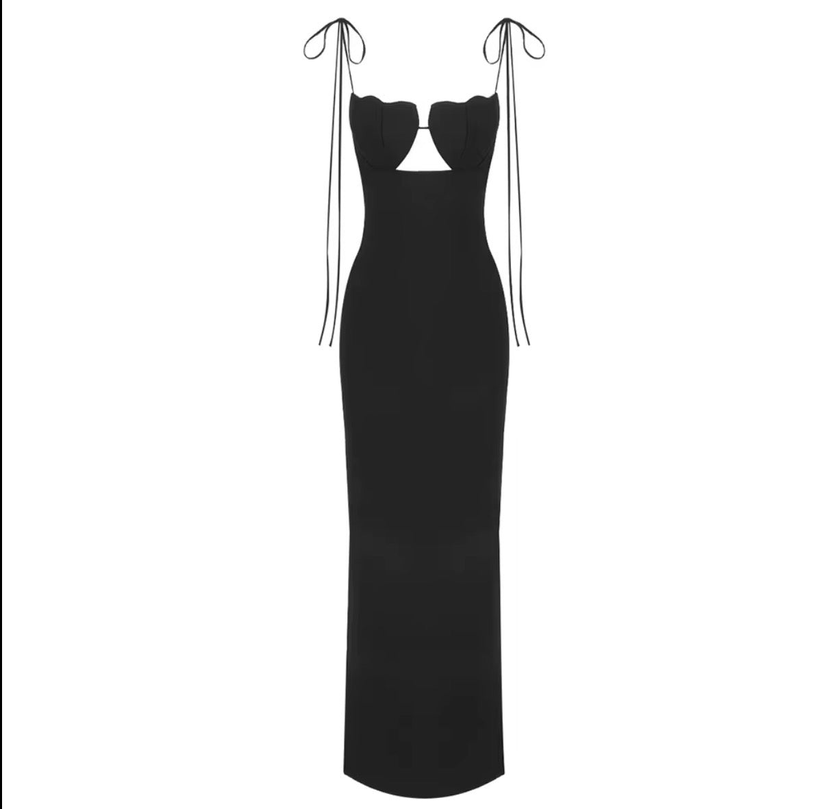 Silk Slip Corset Maxi Dress with Tie-Strap Detail