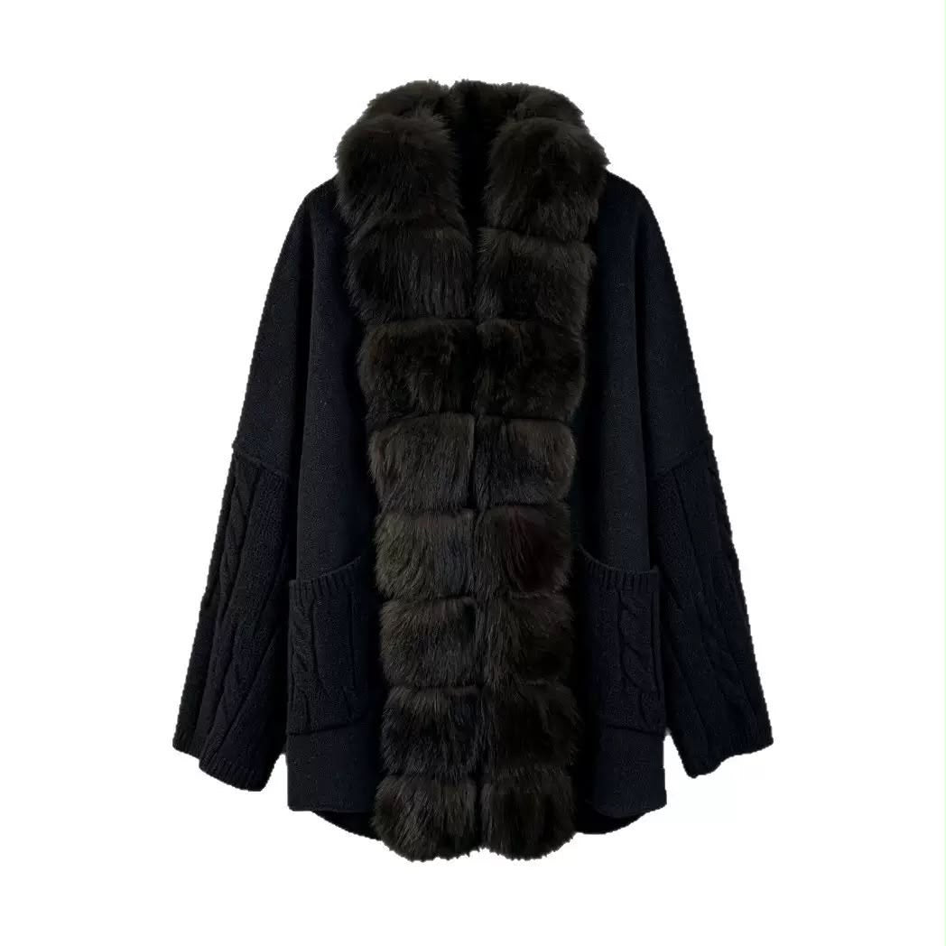 Noir Luxe Fur Knit Cardigan