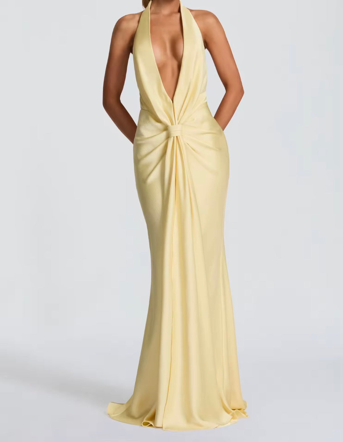 Golden Drape Halter Gown