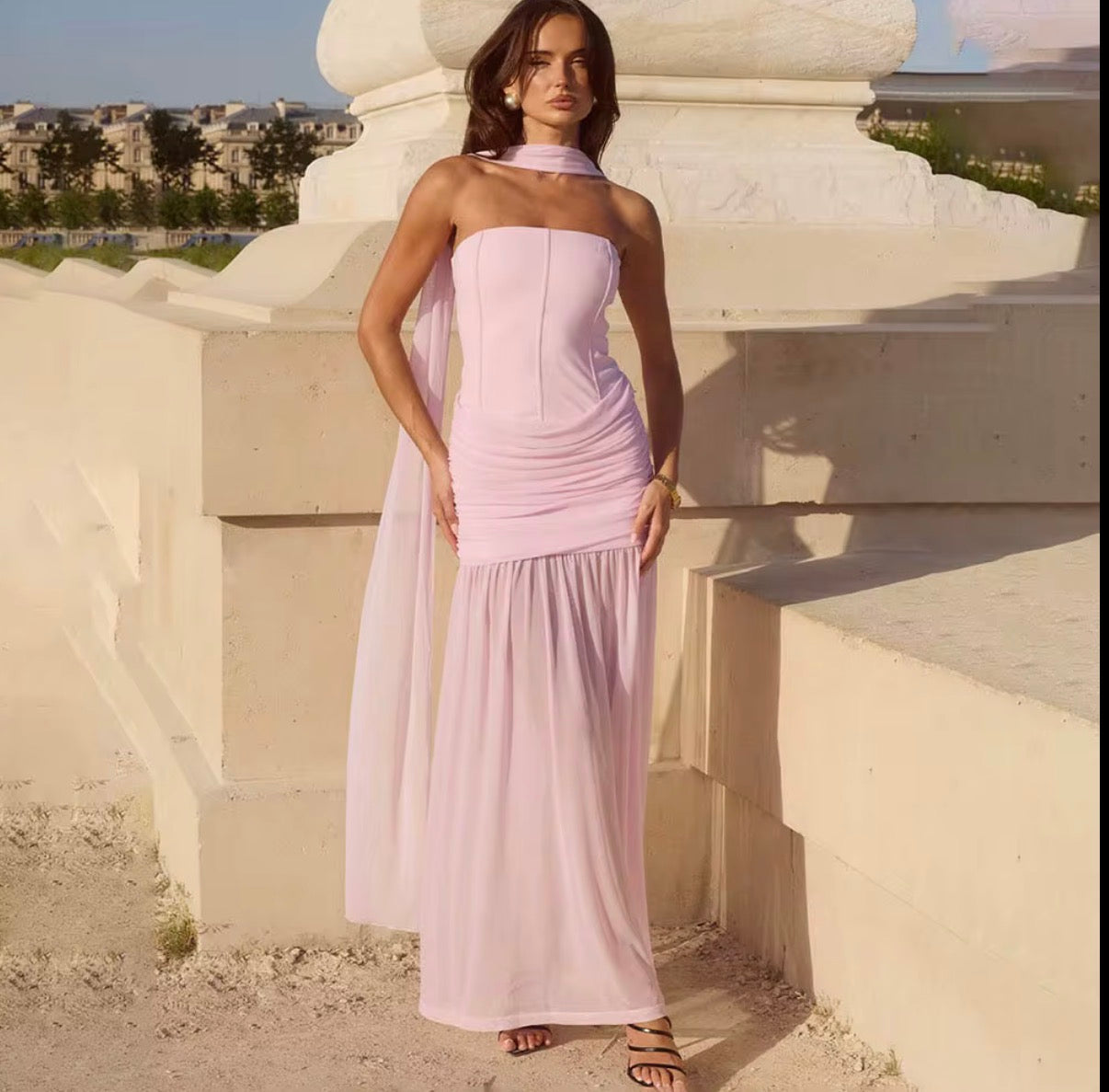 Blush Drape Goddess Dress
