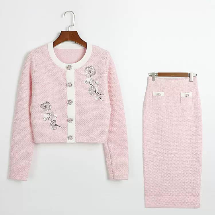 Crystal Bloom Tweed Skirt Set