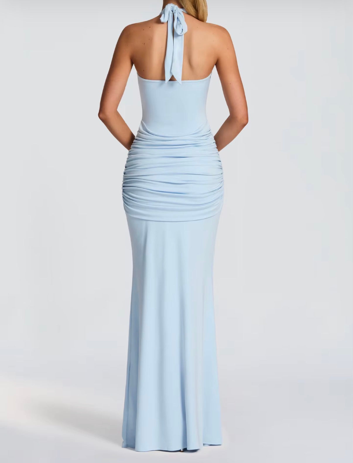 Halter Knot Draped Maxi Dress