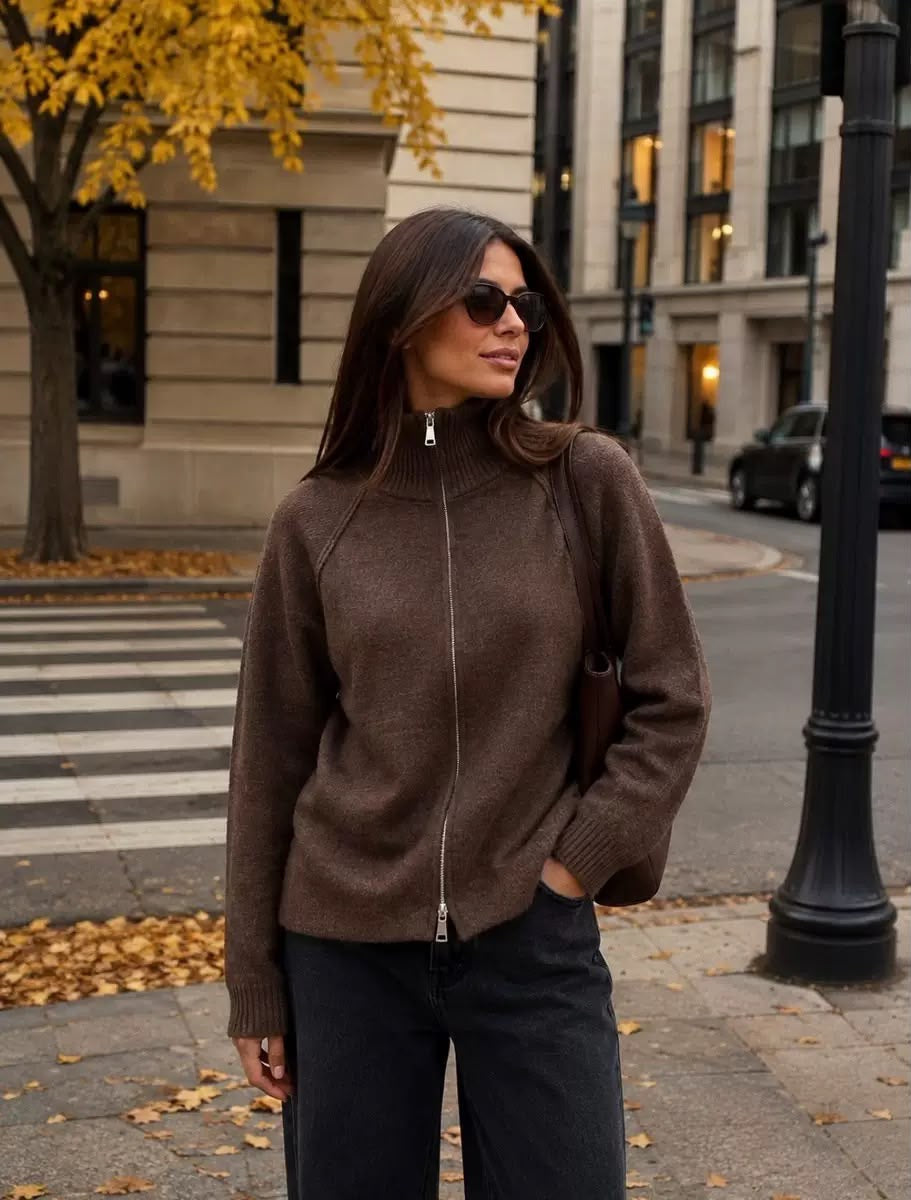 Monroe Zip-Up Knit Cardigan