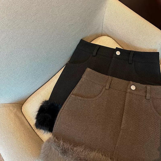 Velour Fur Mini Skirt