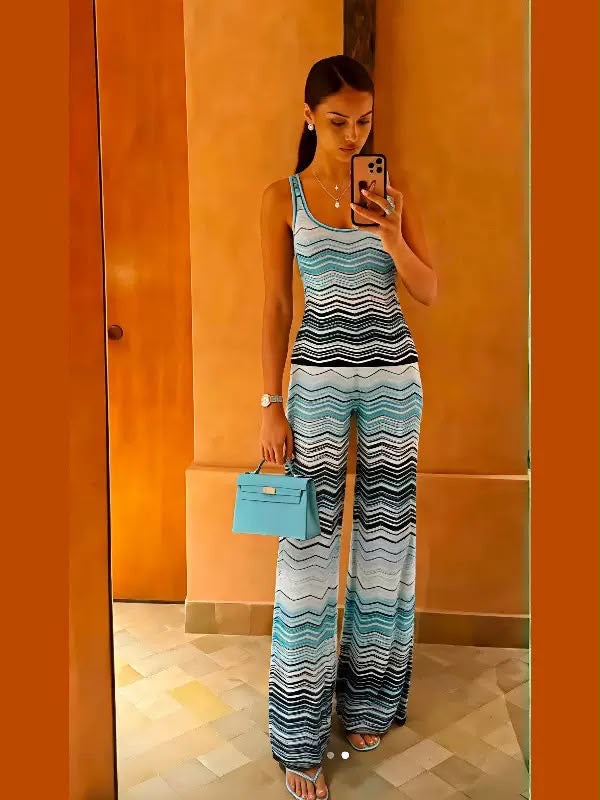 Ocean Wave Chevron Knit Set