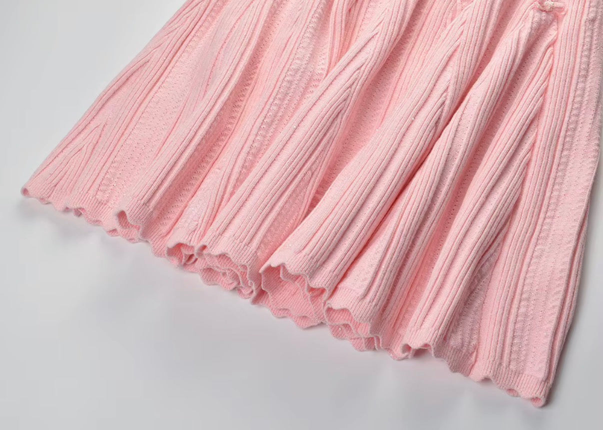 Off-Shoulder Knit Pink Mini Dress