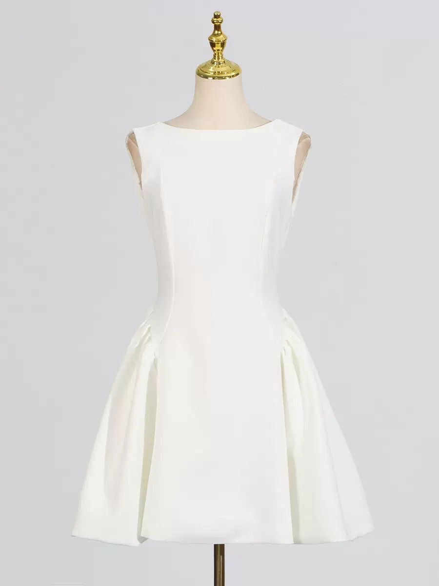 Sleeveless Mini Dress with Structured Fit and Flared Skirt