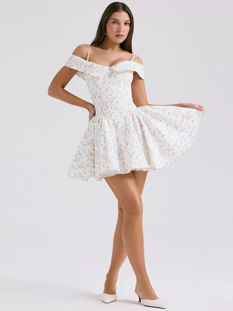 Garden Charm Off-Shoulder Mini Dress