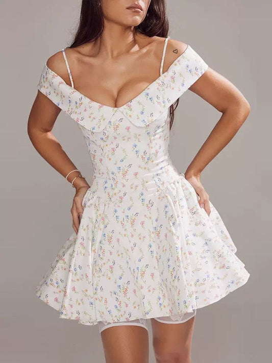 Garden Charm Off-Shoulder Mini Dress