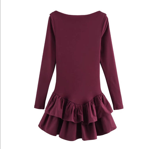 Long Sleeve Ruffled Mini Dress