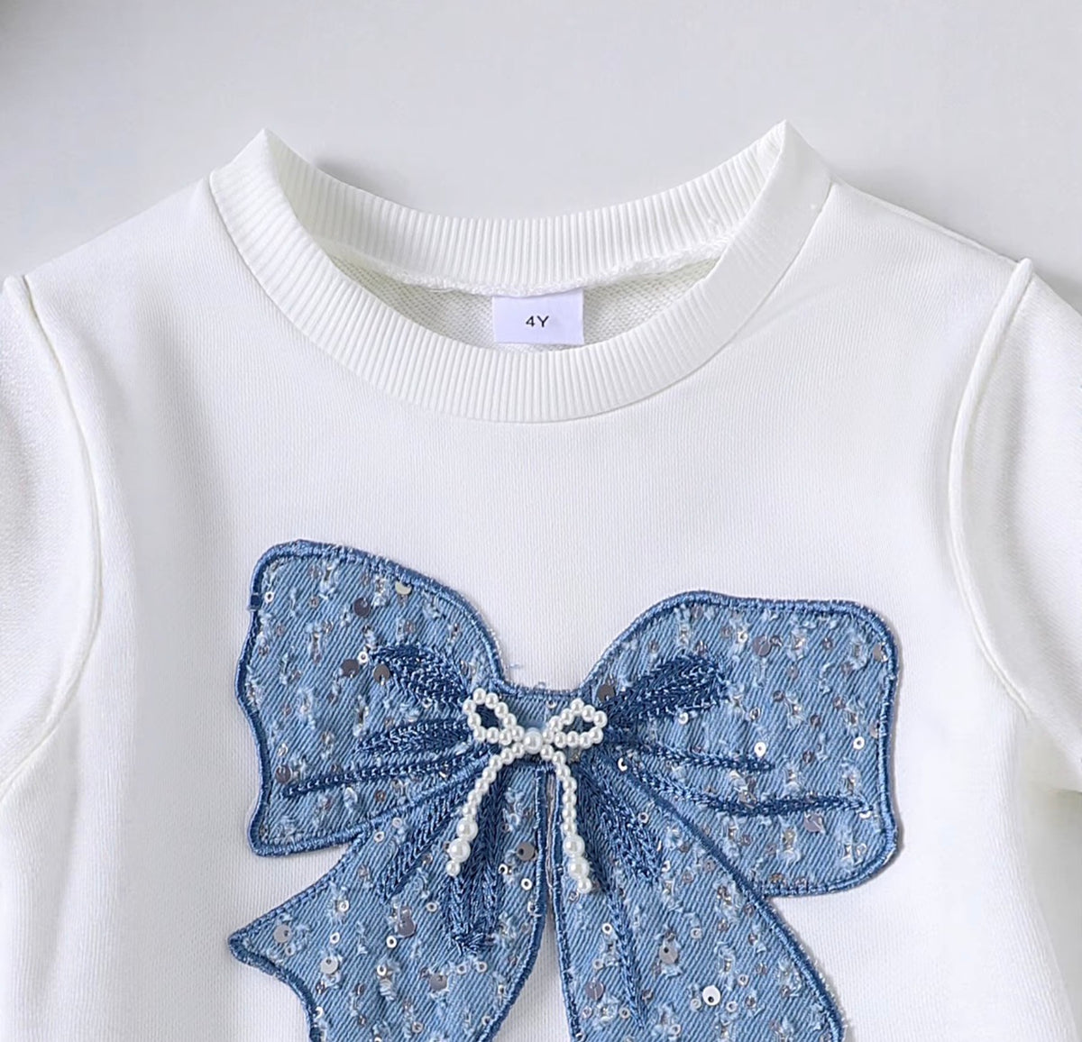 Pearl Bow Denim Set