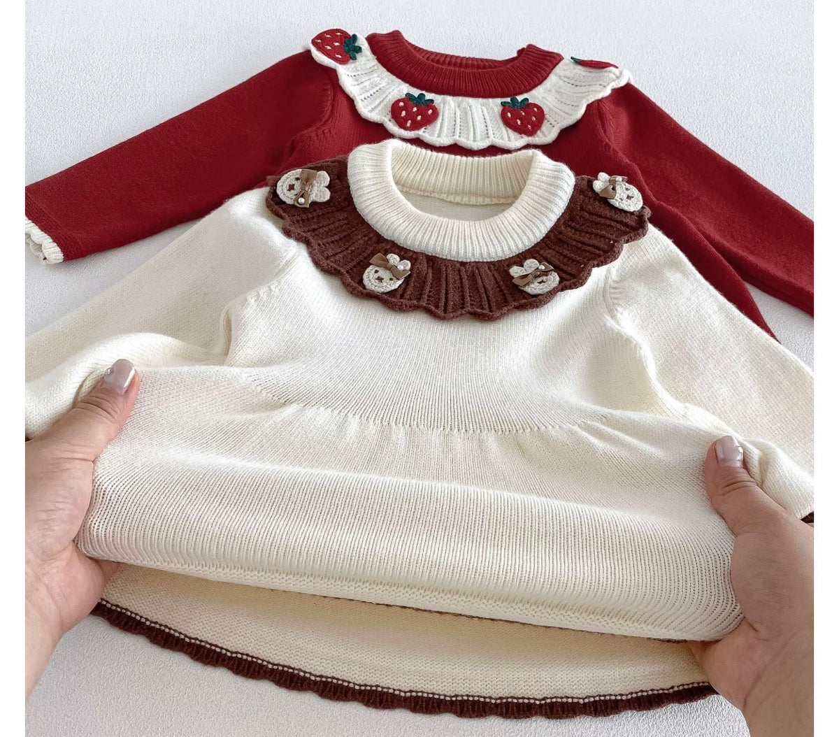 Strawberry & Teddy Knit Set