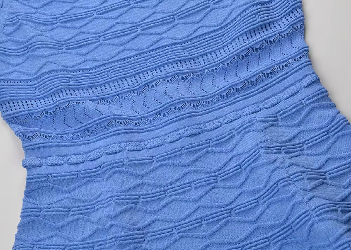 Azure Textured Knit Maxi Dress