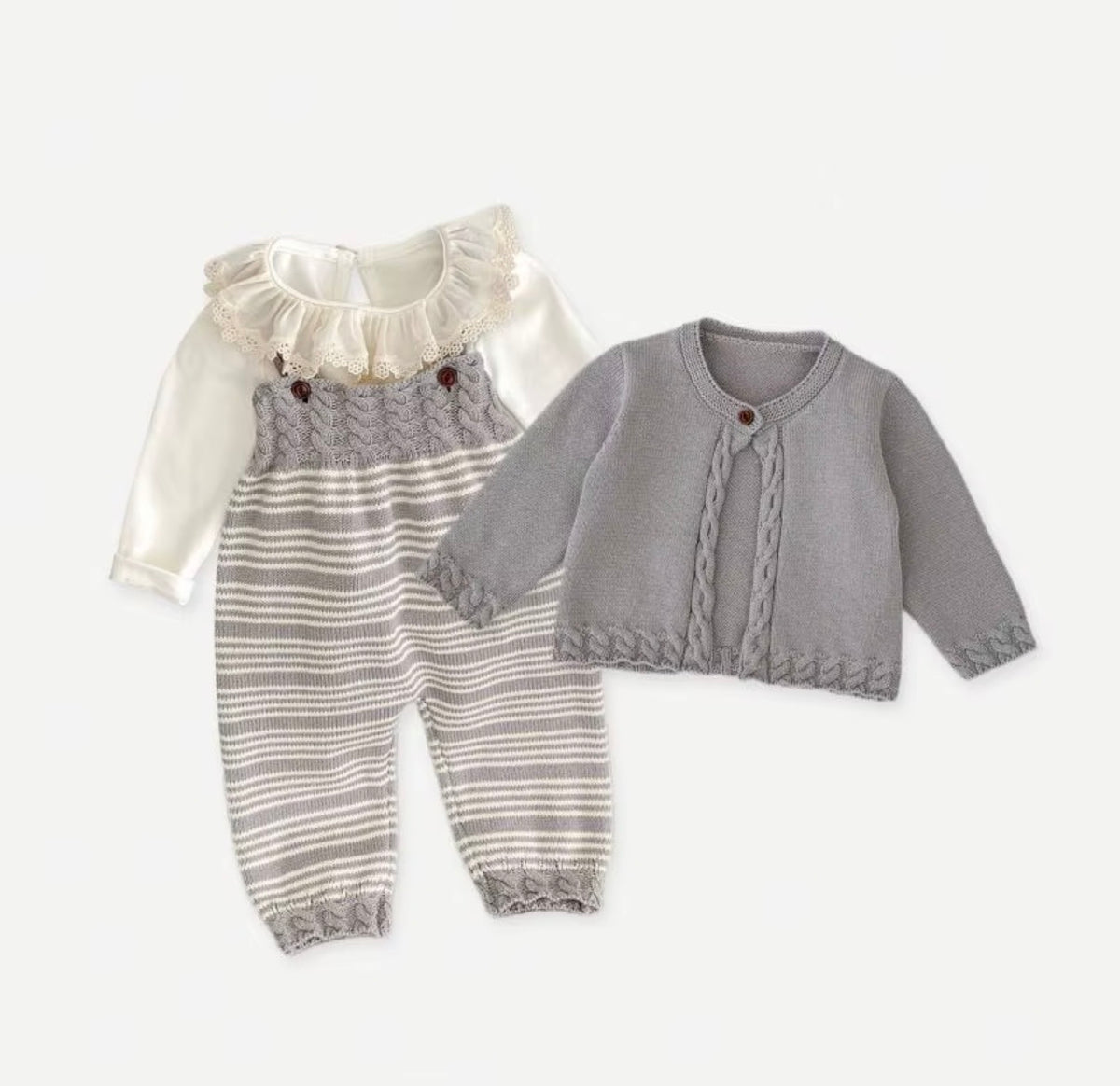 Cozy Grey Knit 3-Piece Set