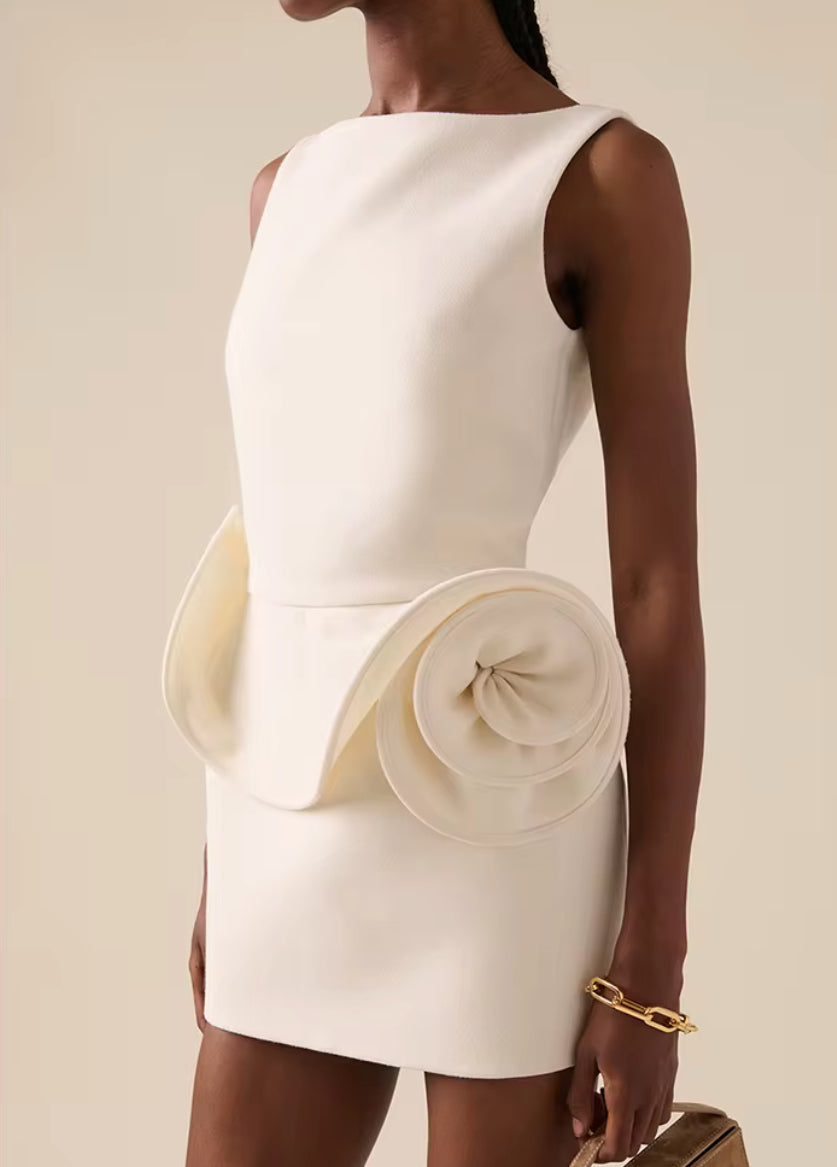 Sculpted Rose Mini Dress