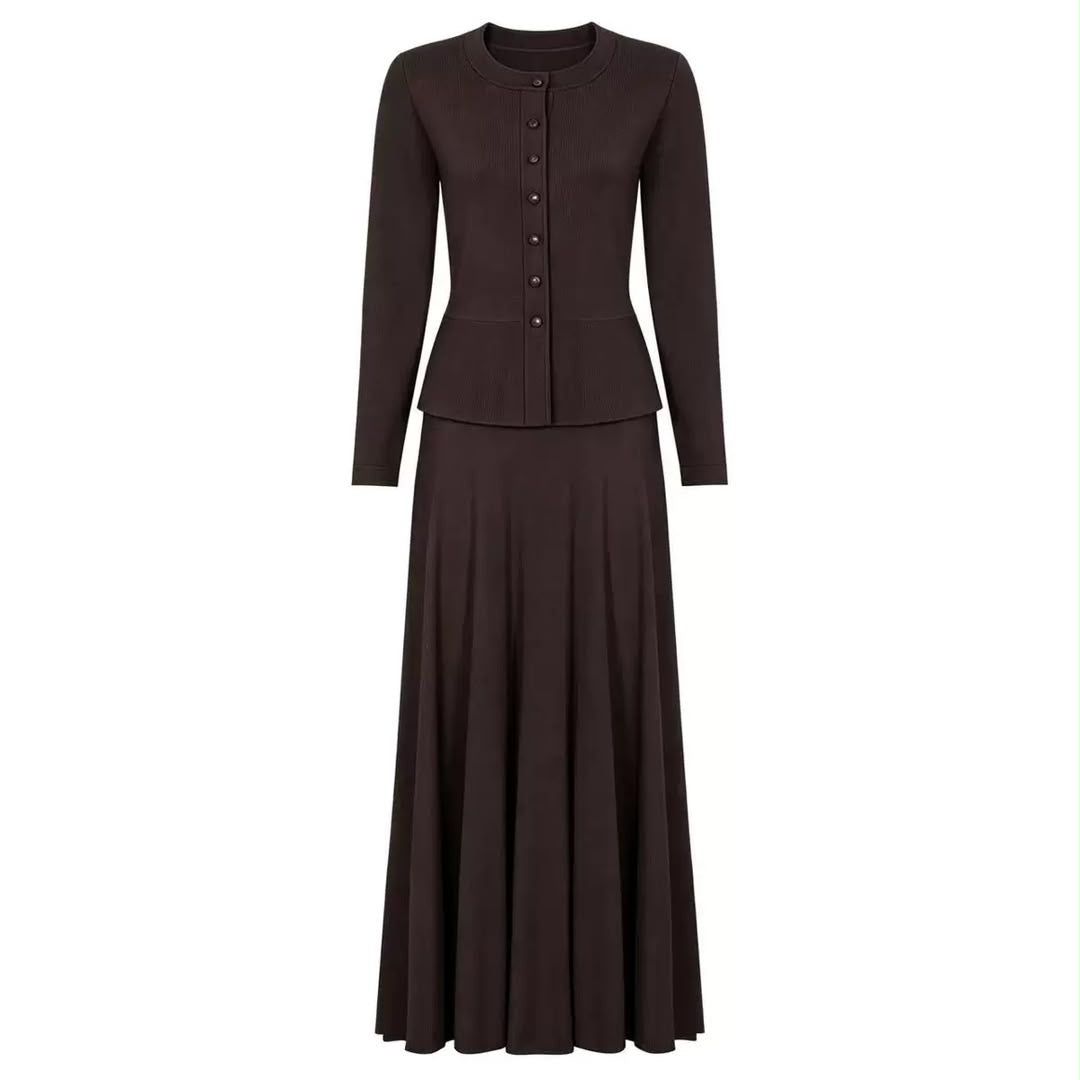 Buttoned Flared Maxi Dress