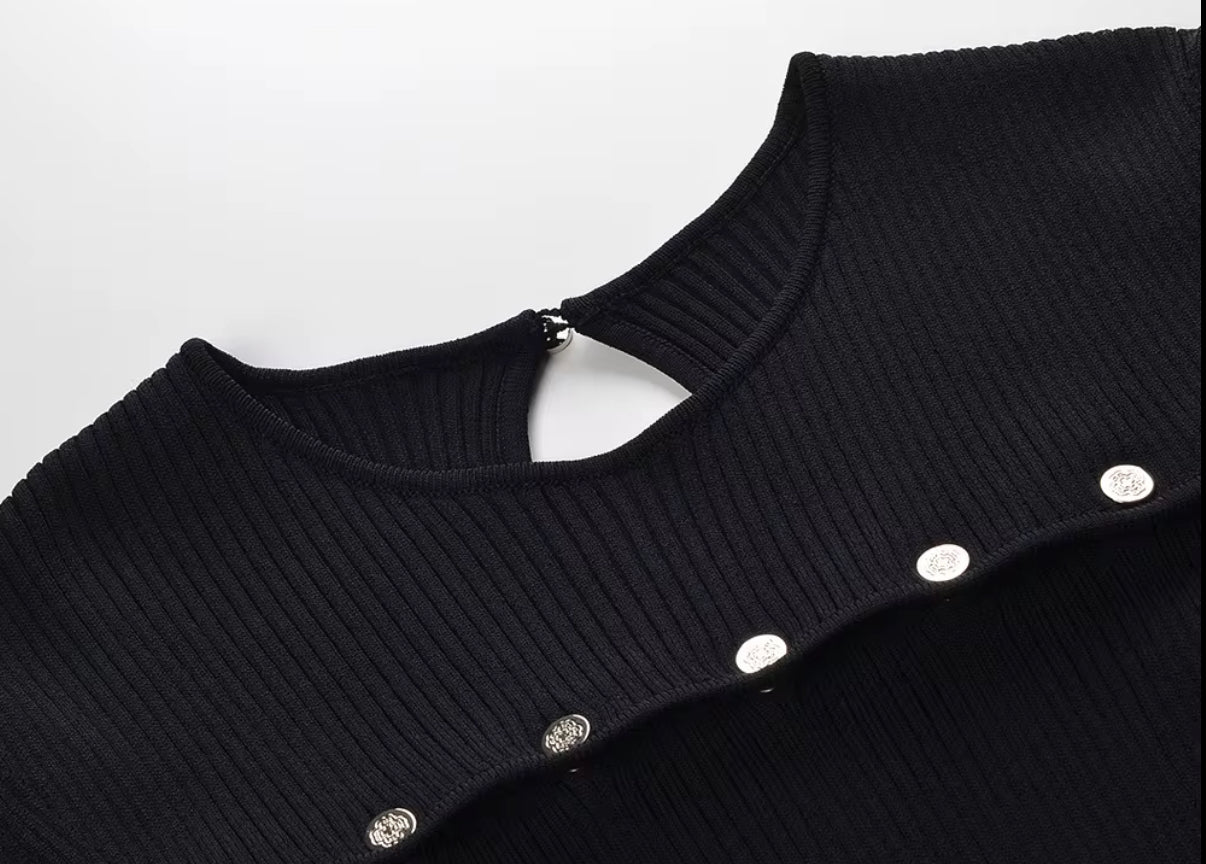 ribbed texture dress with silver stud trim