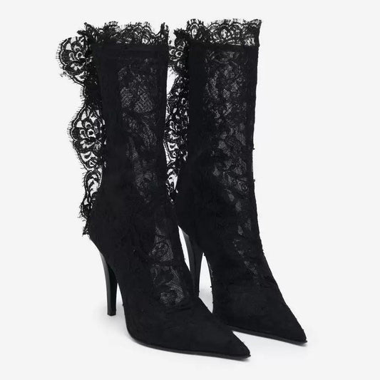 Midnight Lace Stiletto Ankle Boots