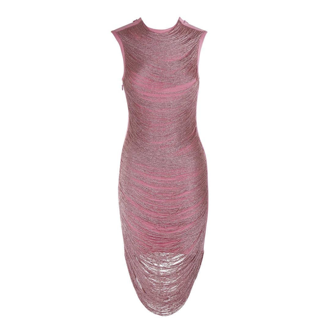 Rose Metallic Ruched Sculpt Midi Dress