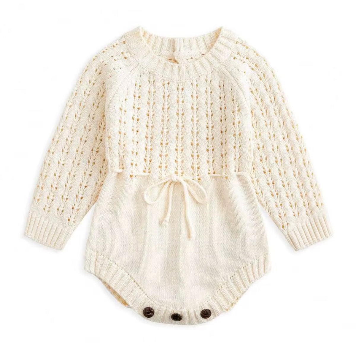 Ivory Pointelle Knit Romper