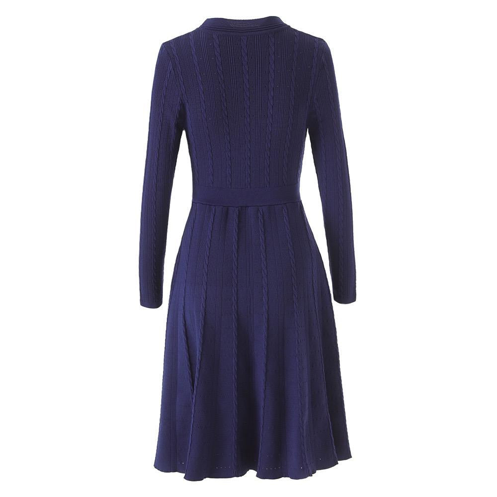 Midnight Charm Knit Button Dress