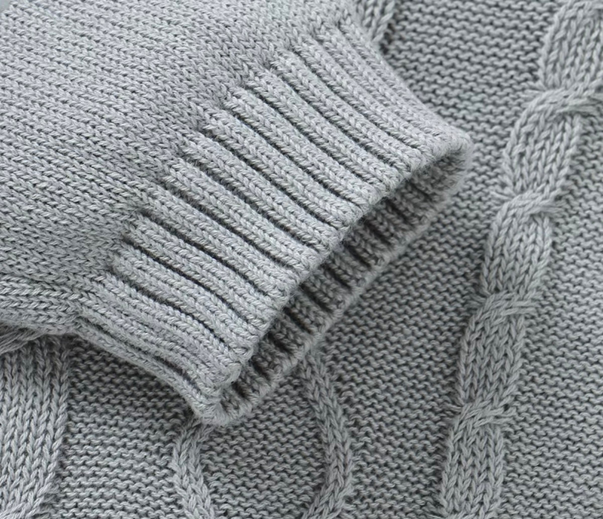 Classic Collar Cable Knit Romper