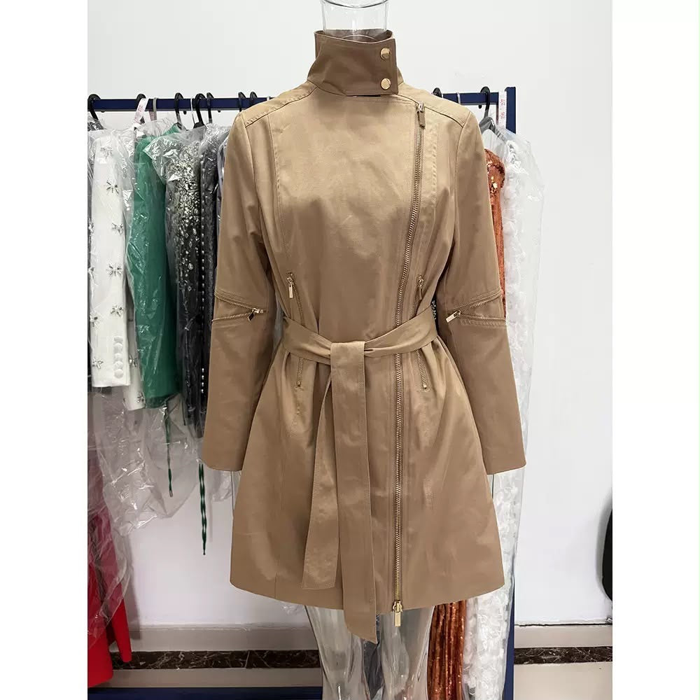 Sandstone Zip Trench Coat