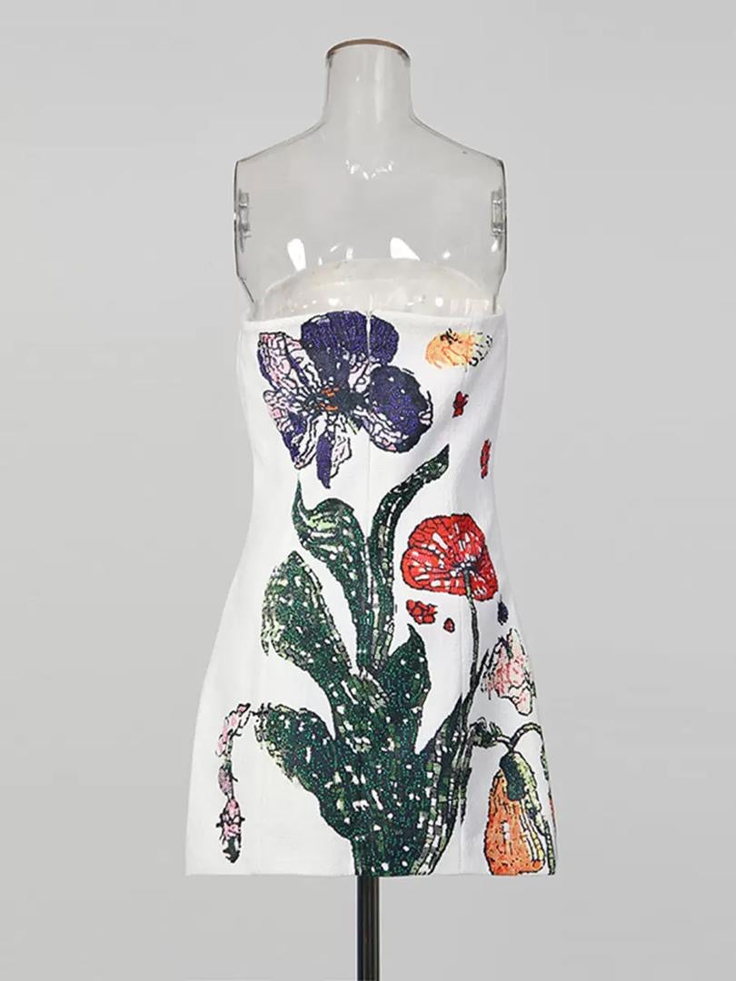 Floral Garden Strapless Mini Dress