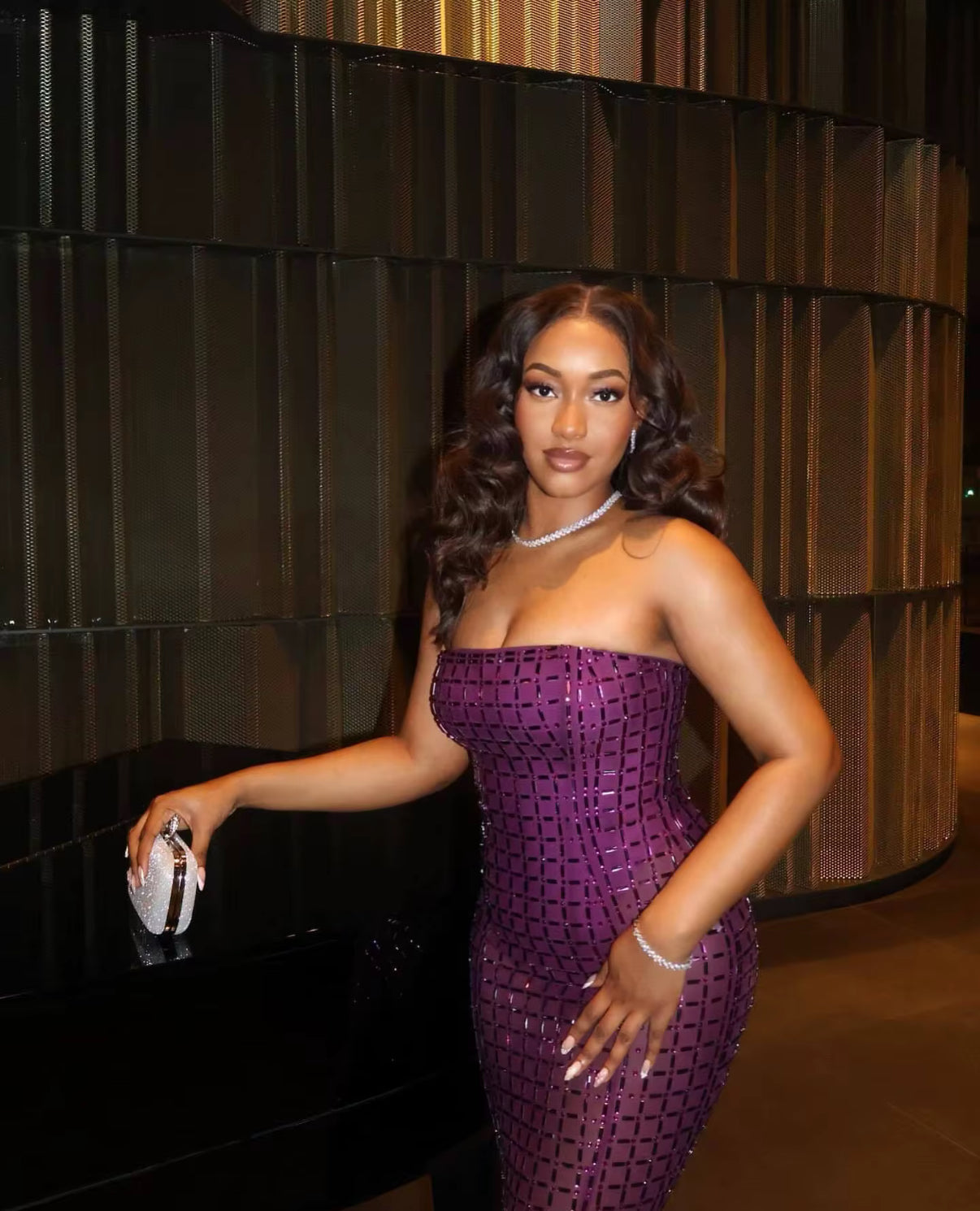 Glitter Bodycon Dress with Thin Straps