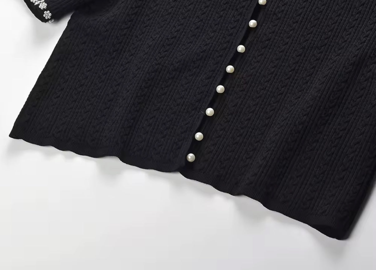 Chic pearl trim ensemble