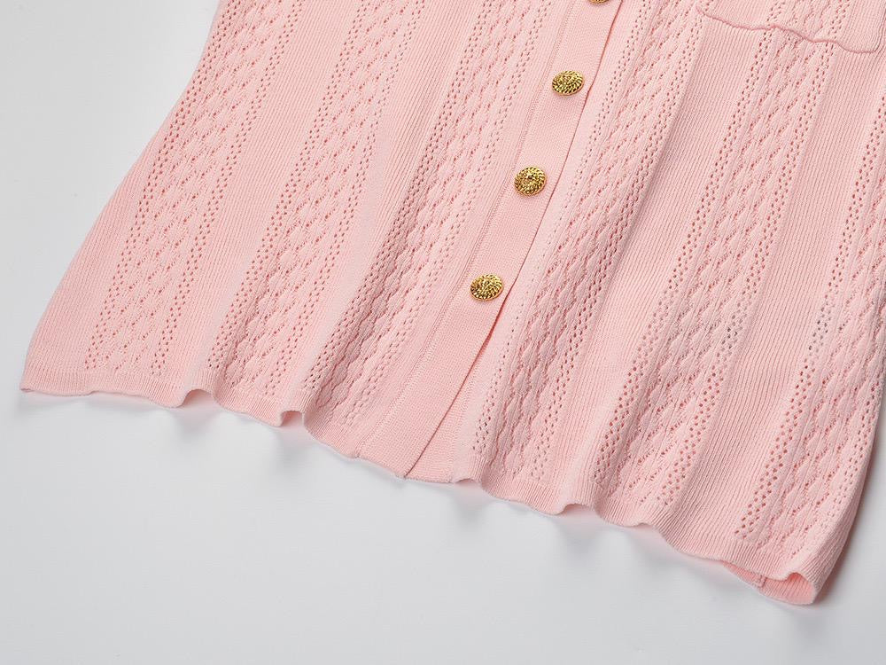 Chic Buttoned Knit Polo Top