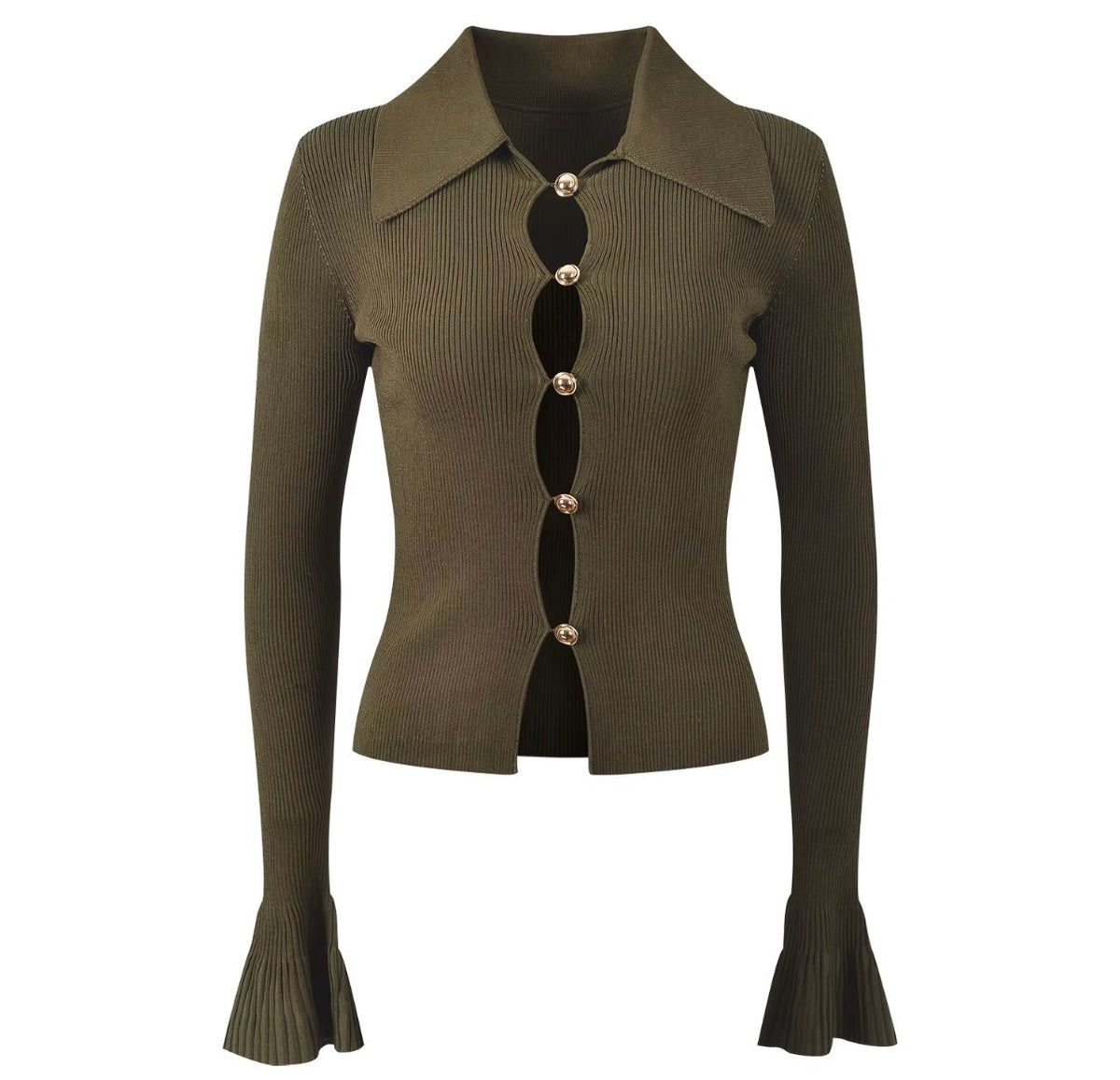 Monaco Contrast Collar Ribbed Top