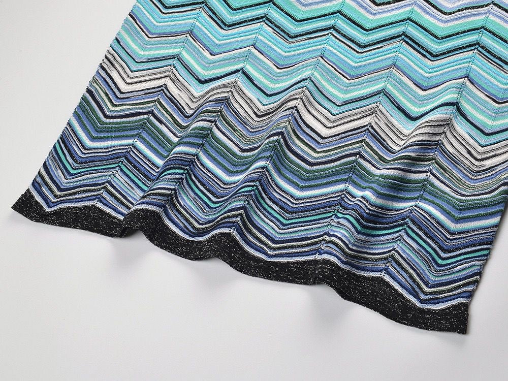 Zigzag One-Shoulder Knit Maxi Dress