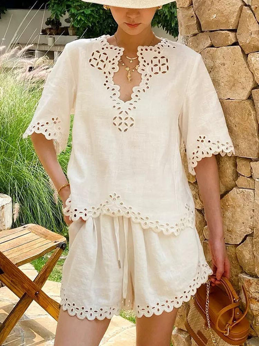 Ivory Breeze Broderie Lounge Set