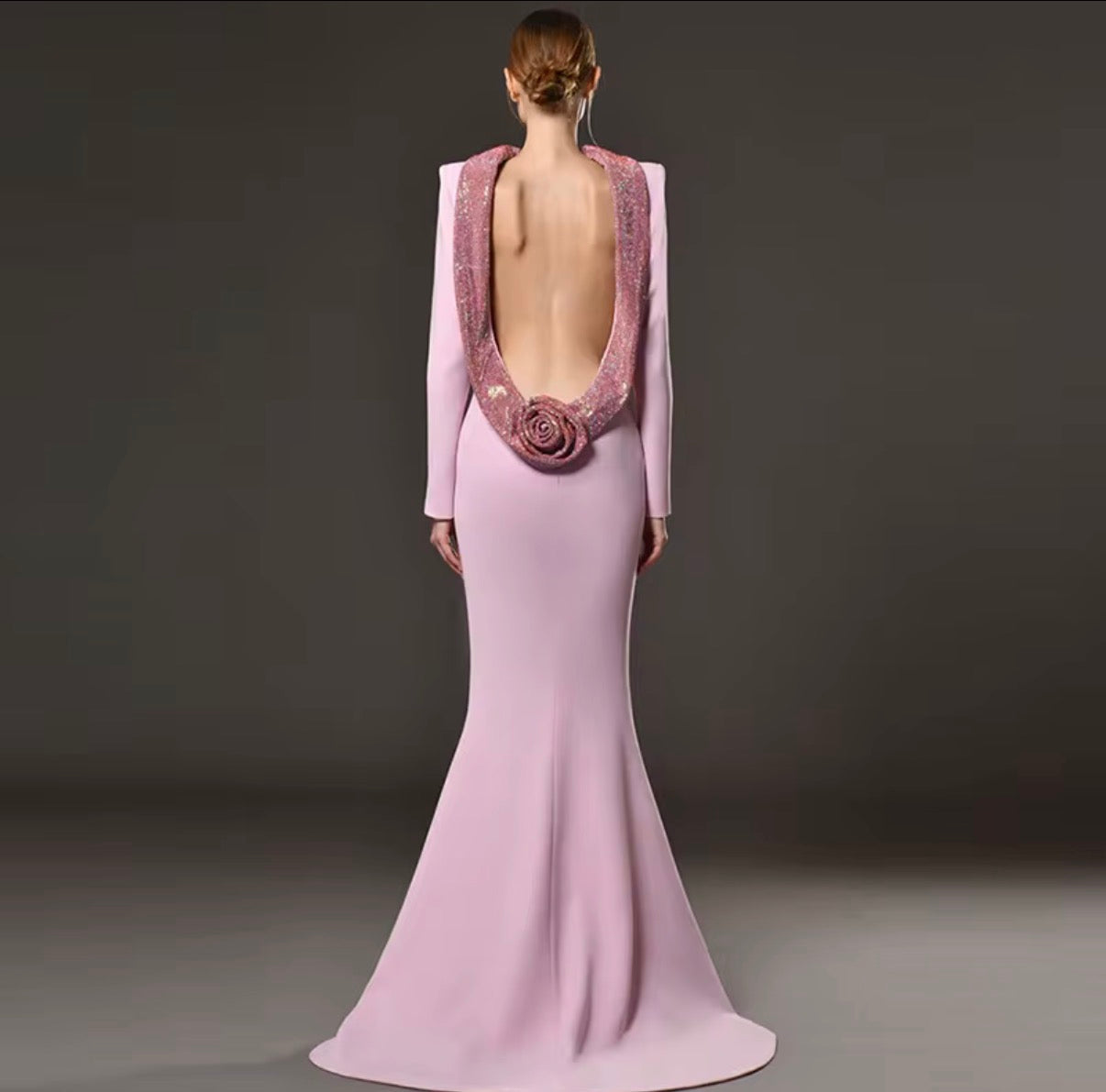 Blush Rose Back-Drape Mermaid Gown