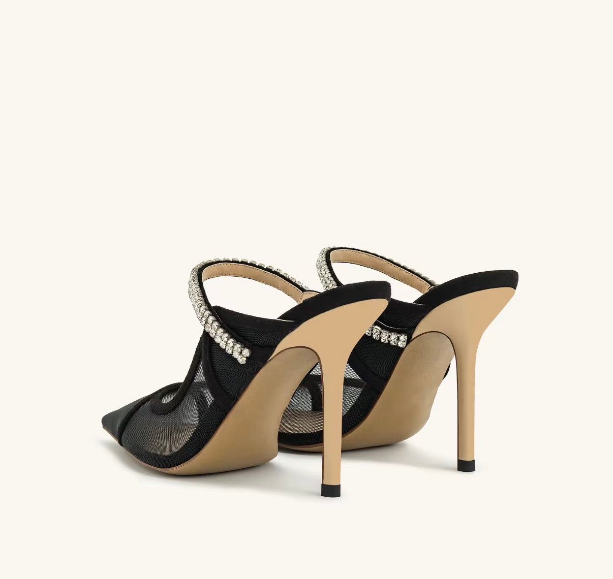 Black Crystal Veil Heels