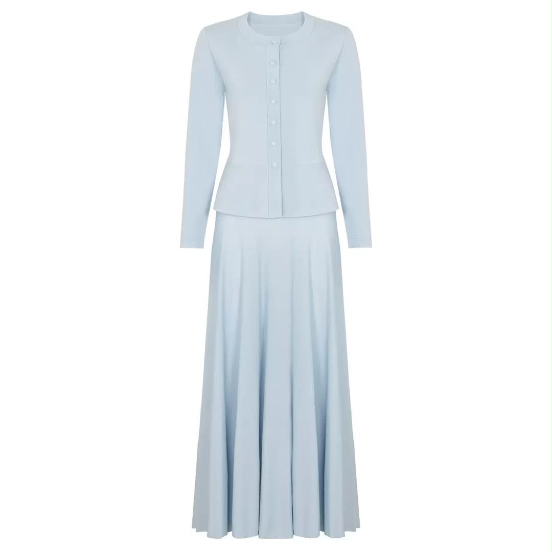 Buttoned Flared Maxi Dress