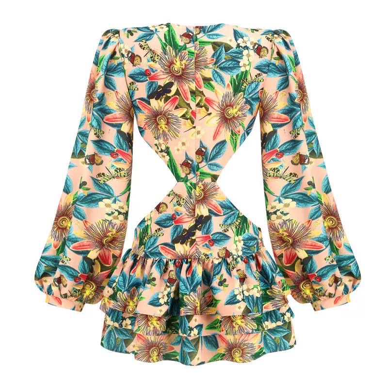 Tropical Mirage Cutout Mini Dress
