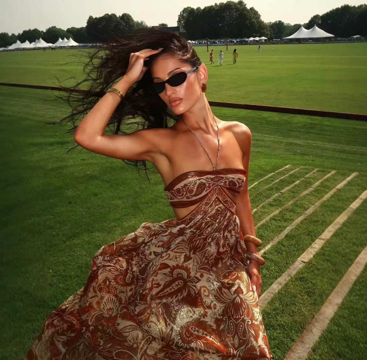Bohemian Cutout Bandeau Maxi Dress