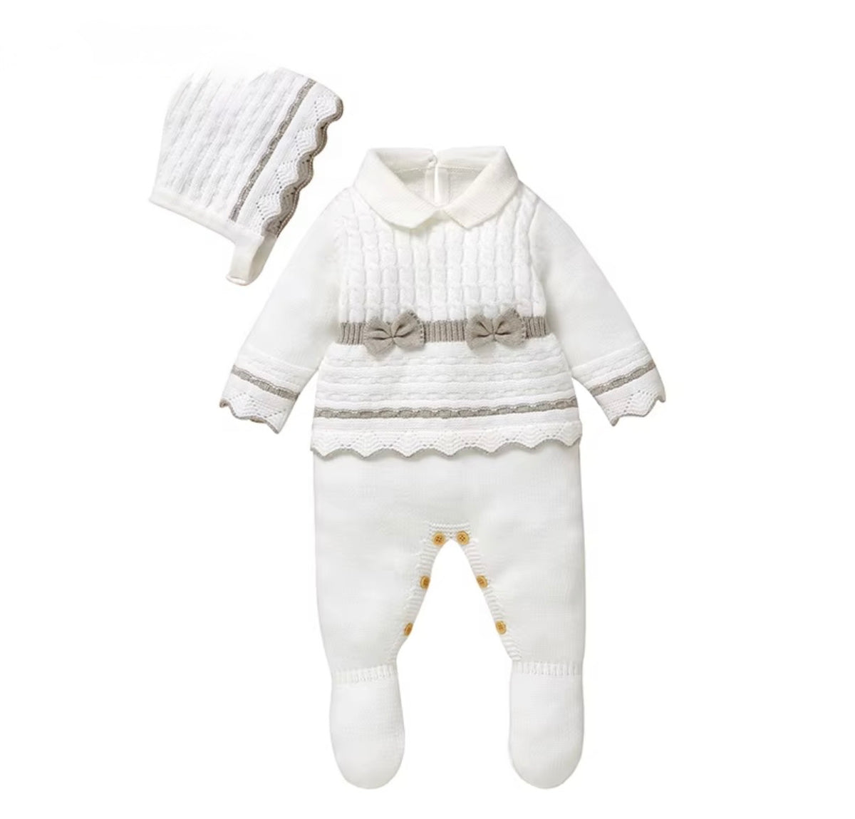 Little Bow Knitted Baby Romper