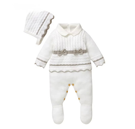 Little Bow Knitted Baby Romper