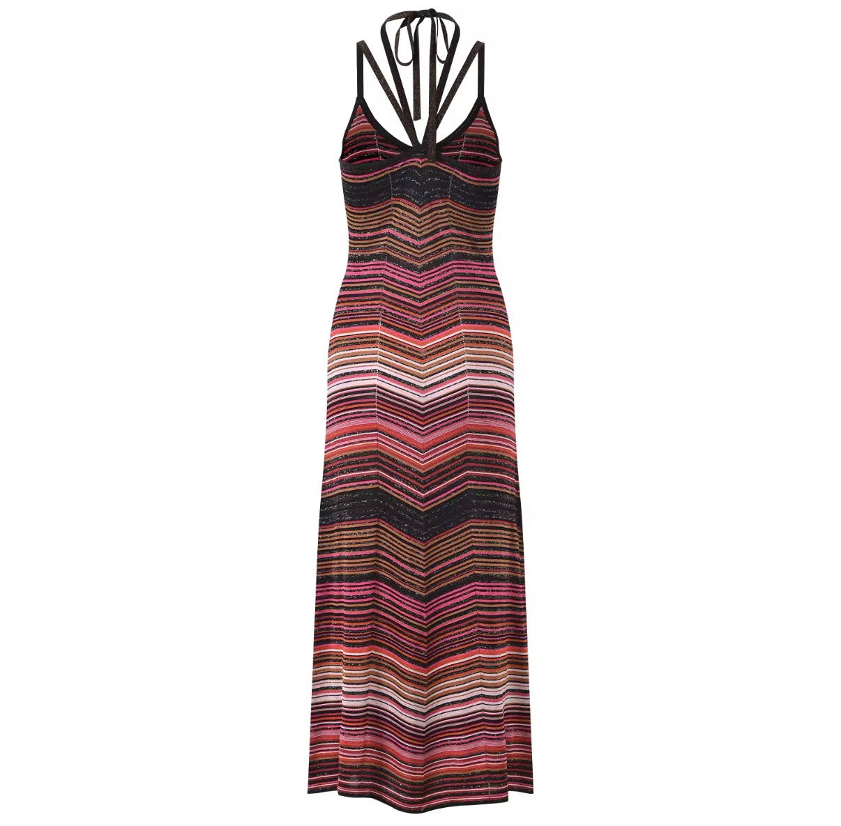 Sunset Chevron Strappy Maxi Dress