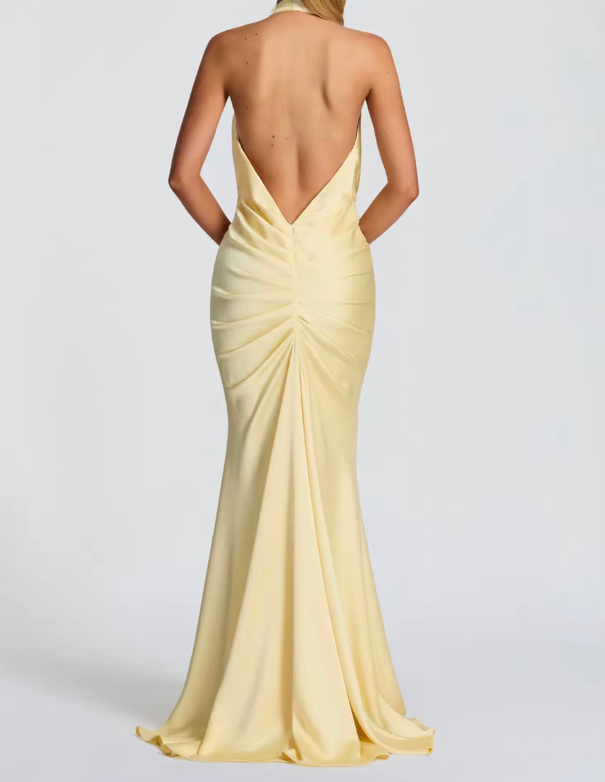 Golden Drape Halter Gown