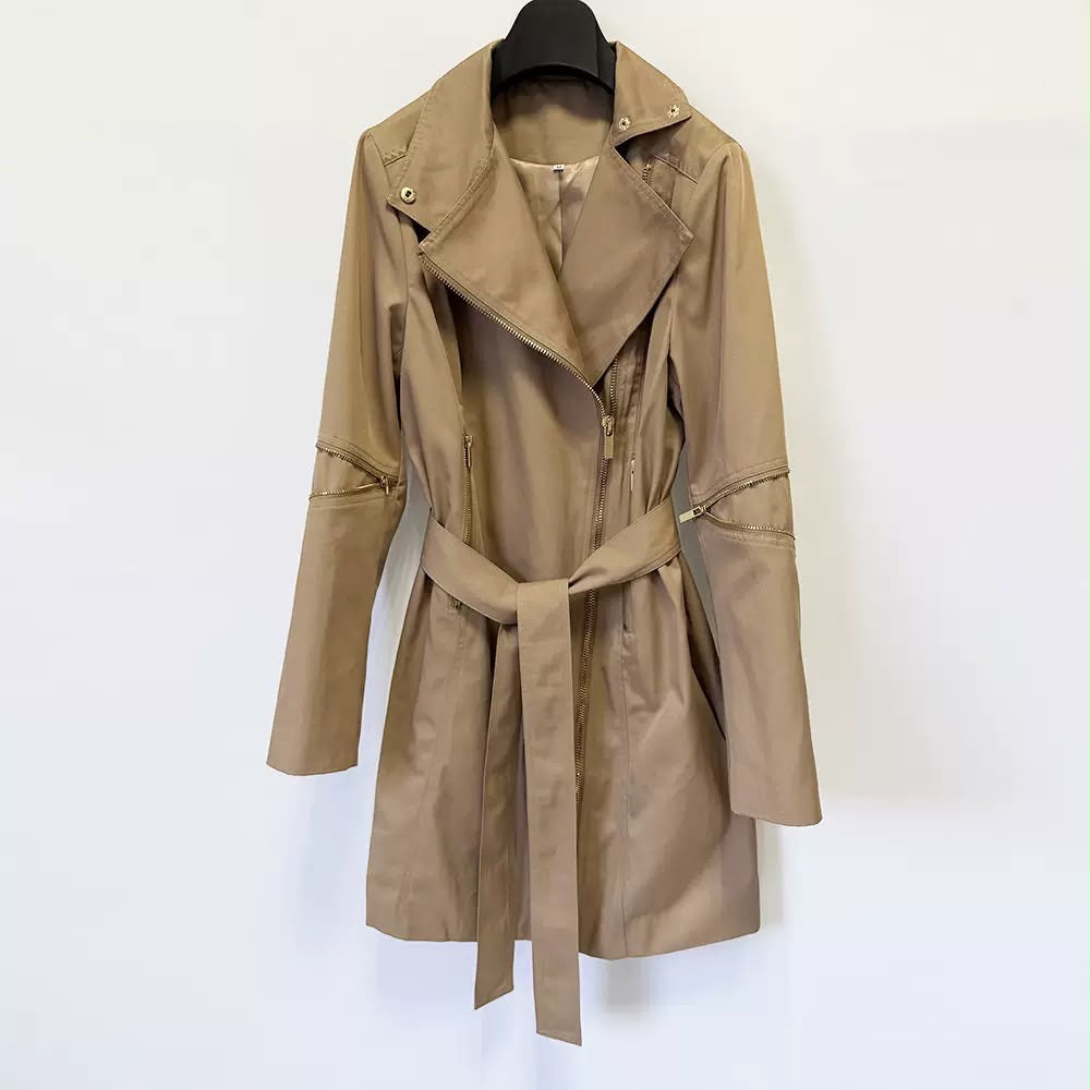 Sandstone Zip Trench Coat
