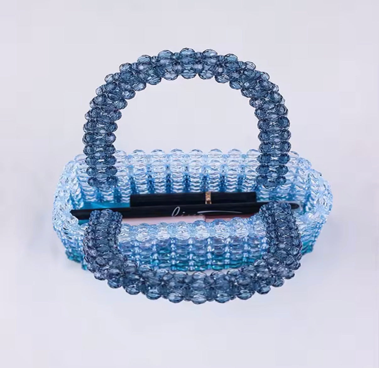 Blue Gradient Beaded Mini Bag