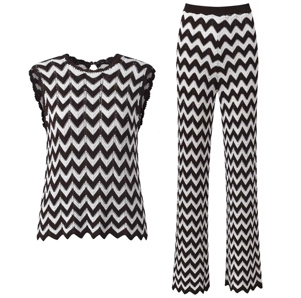 Monochrome Zigzag Knit Set