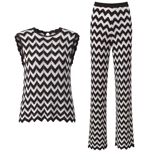 Monochrome Zigzag Knit Set