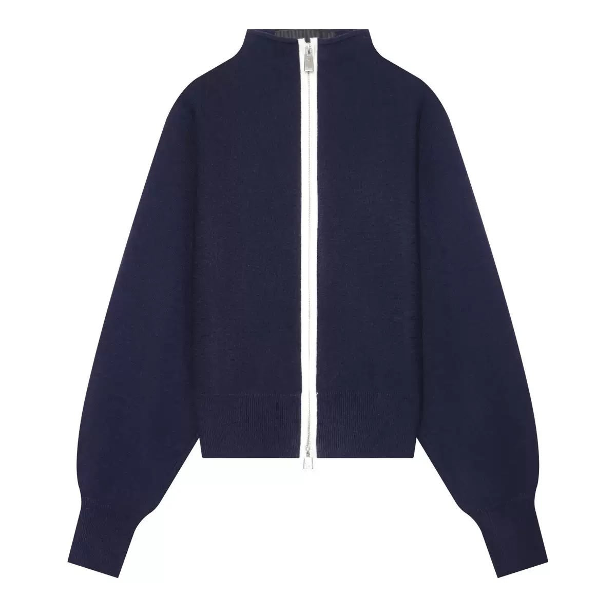 Contrast Zip Knit Cardigan